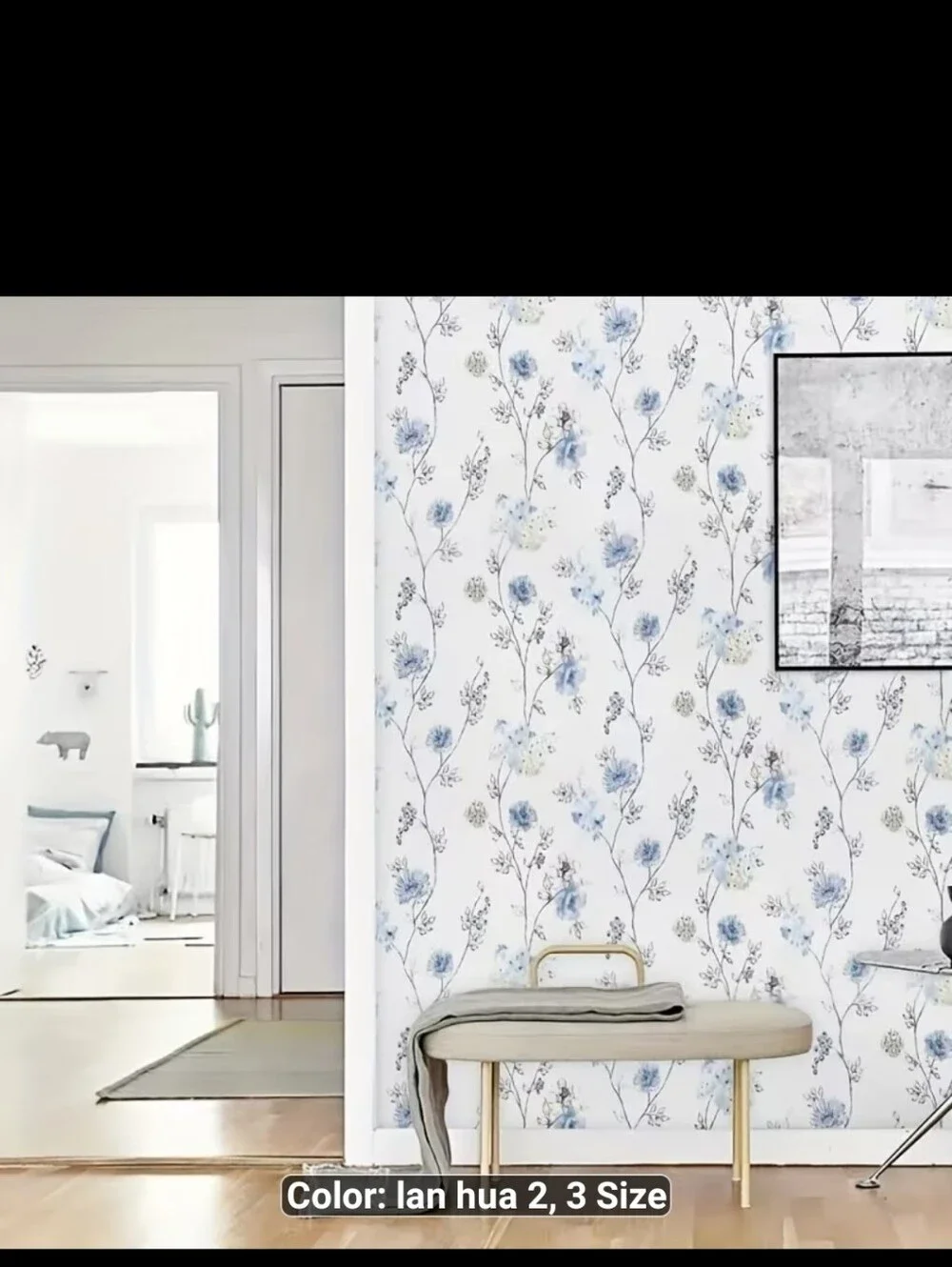 New 3 Rolls Blue Floral Wallpaper #1458-1816